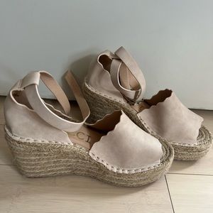Ccocci nude rope wedge espadrilles with ankle strap - size 8. Never been worn.